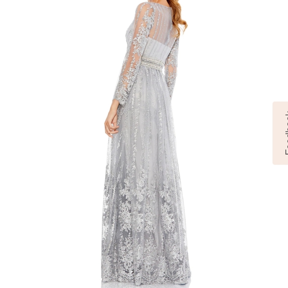 MAC DUGGAL Floral Embroidered Long Sleeve Gown - Picture 3 of 10